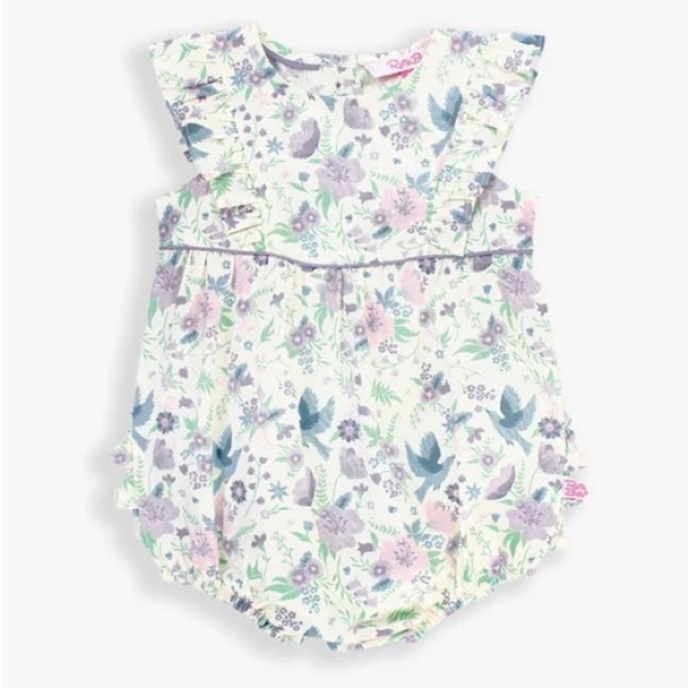 Ruffle Butts Waterfall Bubble Romper Woven Hello Spring Sleeveless 18-24 months